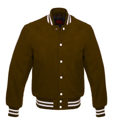 Varsity Classic jacket Dark Brown-White trims